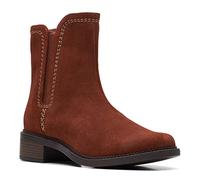 Clarks Stivali da donna Maye ZipMid, Pelle scamosciata marrone scuro, 35.5 EU