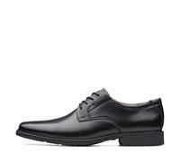 Clarks Tilden Plain, Scarpe con Lacci Uomo, Black Leather, 41 EU
