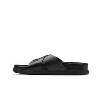 Clarks Torford Cross - Sandali a ciabatta Uomo, Black Leather,
