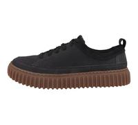 Clarks Torhill Lace - Sneaker da uomo in pelle grezza nera, Nero , 44 EU