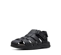 Clarks Walkford Fish, Sandali da Pescatore Uomo, Pelle Nera Martellata, 46 EU Larga