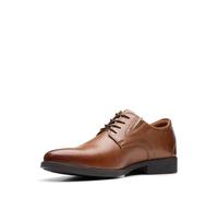 Clarks Whiddon Plain, Scarpe Stringate Derby Uomo, Dark Tan Leather 2, 45 EU Larga
