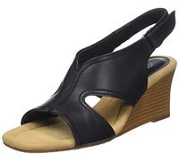 Clarks Women Kyarra Aster Wedge Sandal, Cuoio nero, 39 EU