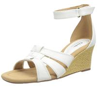 Clarks Women Kyarra Joy Wedge Sandal, Pelle bianca., 40 EU