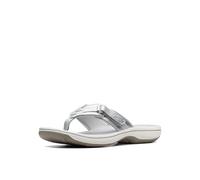 Clarks Women's Breeze Sea Flip Flop, New Silver Synthetic, 9 B(M) US