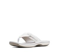 Clarks Women's Brinkley Jazz Flip Flop, White Synthetic, 6 M US