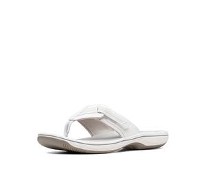 Clarks Women's Brinkley Jazz Flip Flop, White Synthetic, 7 M US