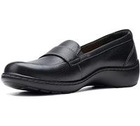 Clarks Womens Cora Daisy Loafer, Black Tumb, 12 Narrow US