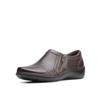 Clarks Womens Cora Giny Loafer Flat, Dark Brown Tumbled/Smooth Lea, 11 Wide US