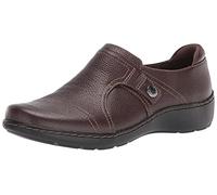 Clarks Women's Cora Poppy Loafer, Dark Brown Tumbled, 9 Wide