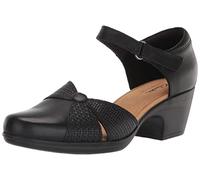 Clarks Womens Emily Rae Pump, Black Leather, 9.5 Wide US