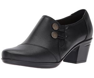 Clarks Women's Emslie Warren Slip-on Loafer,Black Leather,12 N US