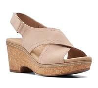 Clarks Women's Giselle Cove Wedge Sandal, Sabbia Leather, 7.5