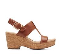 Clarks Women's Giselle Style Wedge Sandal, Pelle marrone chiaro, 35.5 EU