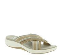 Clarks Women's Mira Isle Slide Sandal, Sand Combination Textile, 5.5 UK Wide