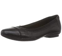 Clarks Women's Sara bay Ballet Flat, Black Leather, 10