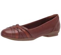Clarks Women's Sara Clover Ballet Flat, Mahogany Leather Combi, 9 Wide
