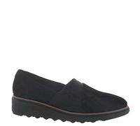 Clarks Women's Sharon Pump Loafer, Black Suede, 9