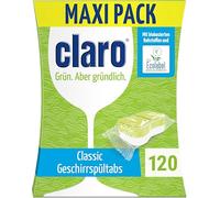 Claro Classic eco tabs per lavastoviglie - 120 tabs per lavastoviglie - senza fosfati, ecologiche e vegane - pellicola idrosolubile