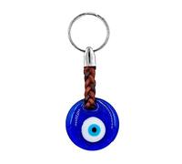 Claro Schmuck Portachiavi portachiavi in metallo, spessore 2 mm, cinturino in ecopelle, lunghezza totale circa 9-11 cm, Occhio turco, Taglia unica
