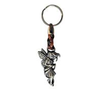 Claro Schmuck Portachiavi portachiavi in metallo, spessore 2 mm, cinturino in ecopelle, lunghezza totale circa 9-11 cm, Elfo, Taglia unica