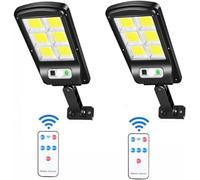 ClaShop 2xpezzi Faretto lampione solare 120 led cob da esterno sensore di movimento ip65 con telecomando