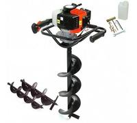 ClaShop Mototrivella a scoppio 62cc 5,2CV con 3 punte Ø100mm, 150mm, 200mm + prolunga Miscela Benzina:Olio DEMON Trivella Trivellatrice da giardino Motore