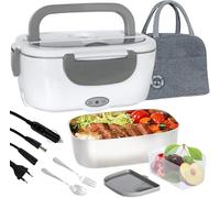 ClaShop Scaldavivande Elettrico Portatile con Borsa Termica 1.5L (40W 220V), Lunch Box Portavivande Termico Elettronico Portatile in Acciaio Inox, Porta Pranzo da Ufficio e Auto