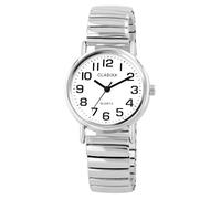 Clasixx Orologio analogico da donna - Movimento al quarzo in acciaio inox - Argento con quadrante bianco - Ø 28 mm - Lunghezza 17 cm - Larghezza cinturino 16 mm - Elegante e adatto all'uso quotidiano