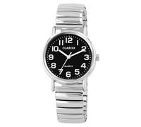 Clasixx Orologio classico da donna nero argento analogico metallo cinturino elastico flessibile al quarzo, Nero , Bracciale