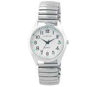 Clasixx Orologio classico da uomo bianco argento analogico metallo cinturino elastico flessibile al quarzo, bianco, Bracciale