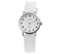 Clasixx Orologio da donna bianco argento analogico in metallo e pelle al quarzo