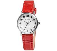 Clasixx Orologio da donna con cinturino in similpelle, rosso