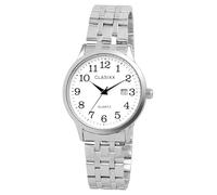 Clasixx Orologio da uomo Bianco Argento Data Analogico Acciaio inossidabile Quarzo, argento, Bracciale