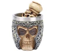 Clasken Kit ciotola per pennelli da barba, manico rotondo corto Pennello da barba confortevole e resistente a forma di teschio per la rasatura