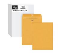 Clasp Envelope, 9 x 12, 28lb, Brown Kraft, 100/Box