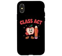 Class Act - Mela con personaggio a matita Custodia per iPhone X/XS