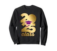 Class of 2025 Golden Graduation Purple Cap Diploma Grad Felpa