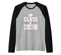 Class of 2038 Cappello Laurea Studente Orgoglio Successo Maglia con Maniche Raglan