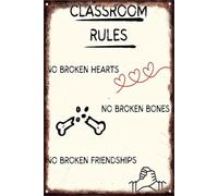 Class Rules Back To School Distressed Vintage Metal Sign For Living Room Dining Room Hallway Entryway Wall 8 X 12 in