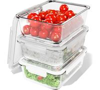 Classbach® Meal Prep Boxen, set di 3 contenitori in vetro con coperchio adatti a lavastoviglie, microonde e forno, contenitori in vetro per una dieta sana, 3x 1040 ml - C-FHD 4020 G