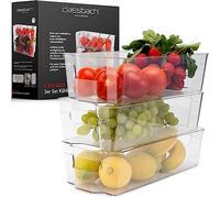 classbach® Fridge Organiser Set di 3,Organizzatore per Frigorifero Portaspezie Armadio -Organizzatore da cucina impilabile,contenitore da cucina adatto al congelamento fino a -40°C,senza BPA,C-KO 4022