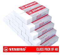 Classe Confezione Di 40 Gomme - STABILO Legacy Bianco Scuola O Ufficio