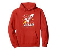 Classe del 2039 - Ho Appena iniziato Il Mio Viaggio Razzo Spaziale Felpa con Cappuccio, Unisex per Adulti, Rosso, L