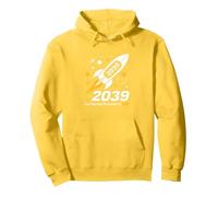 Classe del 2039 - Ho Appena iniziato Il Mio Viaggio Razzo Spaziale Felpa con Cappuccio, Unisex per Adulti, Limone, L