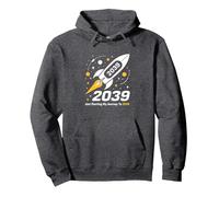 Classe del 2039 - Ho Appena iniziato Il Mio Viaggio Razzo Spaziale Felpa con Cappuccio, Unisex per Adulti, Grigio Scuro, L