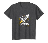 Classe del 2039 - Ho Appena iniziato Il Mio Viaggio Razzo Spaziale Maglietta, Bambini, Grigio Scuro, 3 Anni