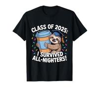 Classe di 2025 All-Nighter Survivor Coffee & Chaos Grad Gifts Maglietta