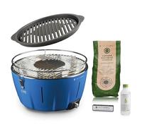 Classe Italy | Barbecue a carbonella con Griglia in Ghisa. Da Balcone, Portatile. Include Batteria Ricaricabile, Carbone e Gel per accensione. ADVANCED Blu Oceano