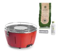 Classe Italy | Barbecue a Carbonella senza fumo, da Tavolo, da Balcone, Portatile. Include Batteria Ricaricabile, Carbone e Gel per accensione, in soli 5 minuti. Grill da Campeggio. PAK Rosso Corallo